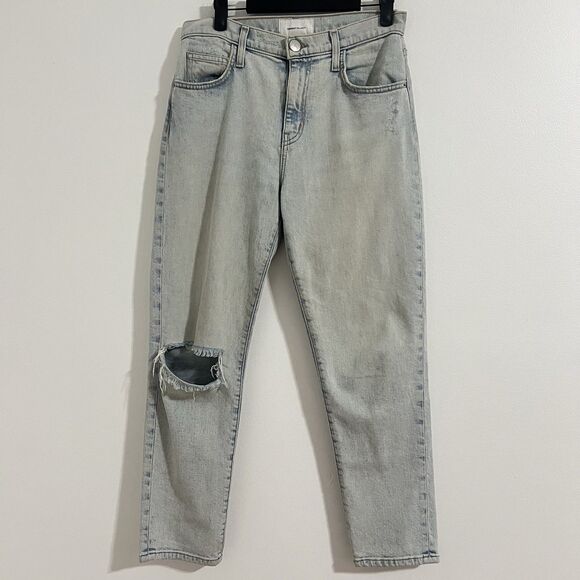 Current Elliot The Vintage Cropped Jeans Size 26 Blue Light Wash Distressed Slim - Picture 1 of 9